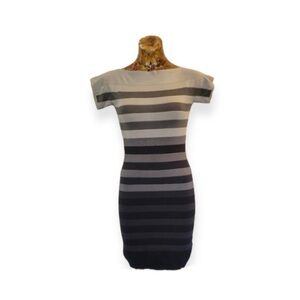 French Connection bodycon gray striped Size 10 medium fitted mini